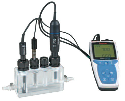 III. típusú átfolyócella hordozható terepi multiparaméteres vízminőségmérő műszerrel
